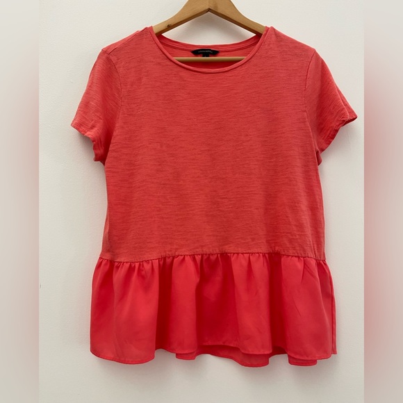 Banana Republic Tops - BANANA REPUBLIC orange peplum t-shirt top shirt blouse L large plain